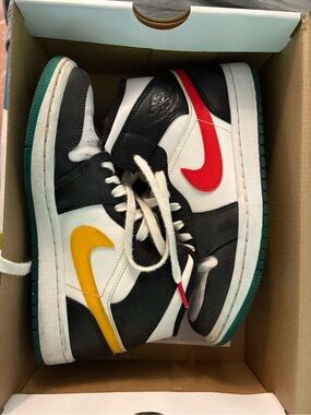 Jordan 1 Mid Alternate swooshes red yellow